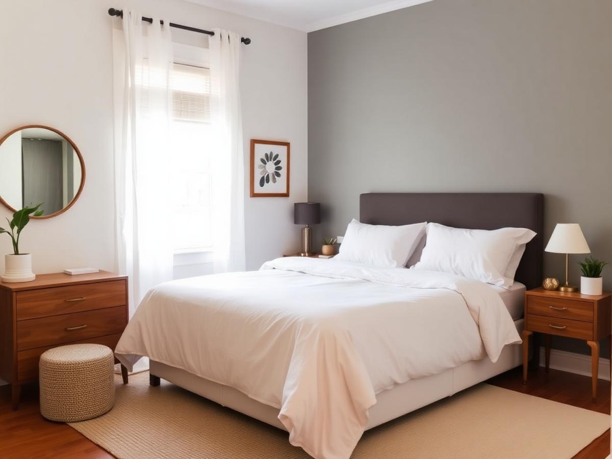 Staged Airbnb bedroom after turnover